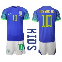 Dječji Nogometni Dres Brazil Neymar Jr #10 Gostujuci SP 2022 Kratak Rukav (+ Kratke hlače)